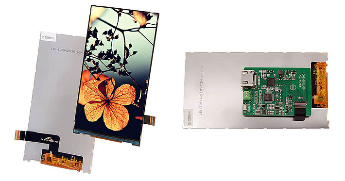 BD-T055AZH-01 - rechts im Bild mit PrismaMIPI-HDMI TFT Controller