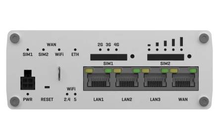 RUTX11 Industrial Teltonika router with railway approval Ports